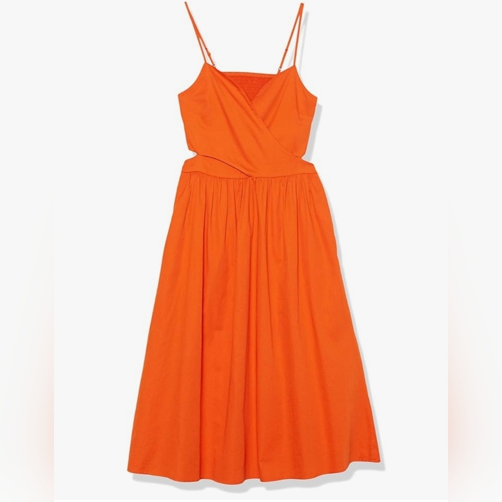 Makenna Elegant Orange Midi Dress - Picture 6 of 6